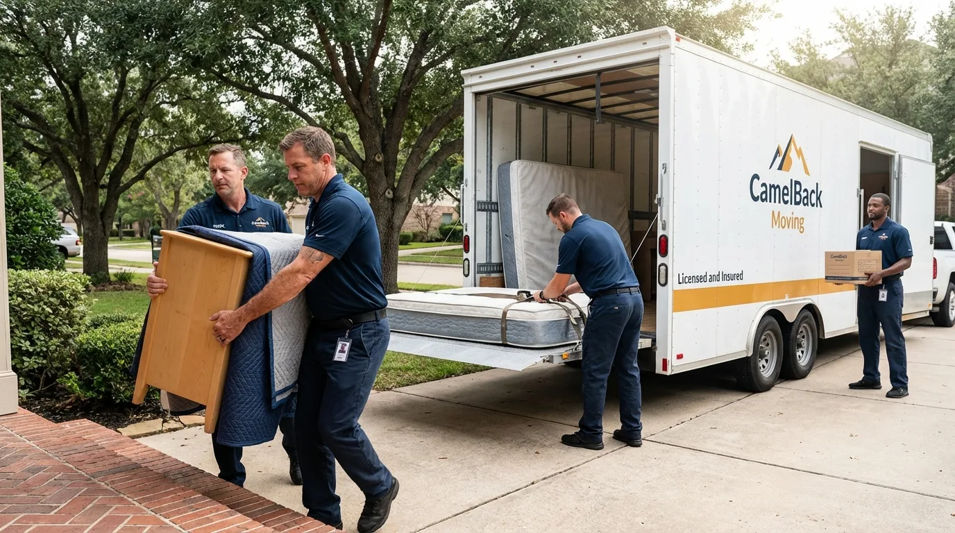 Crew loading residential truck for cross-state move from Lady Lake, FL