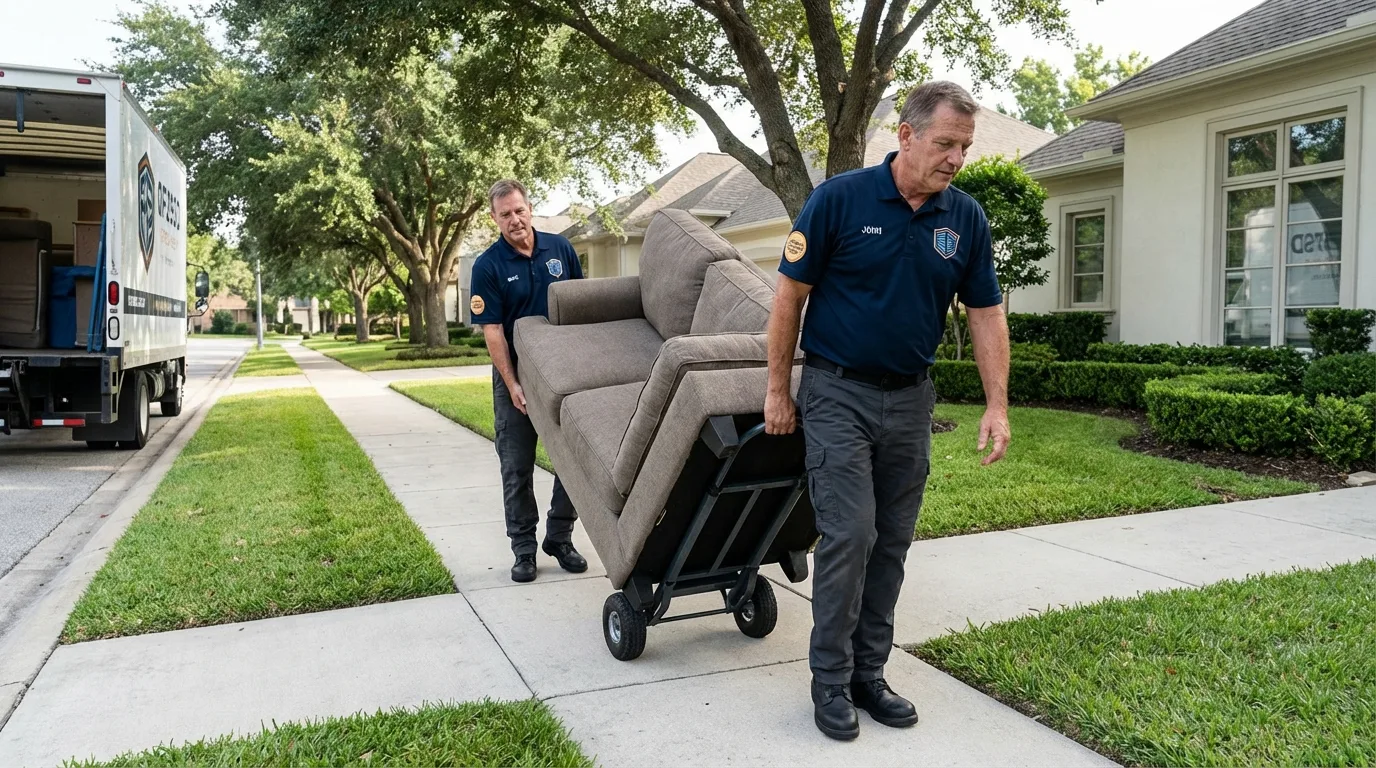 Local residential moving crew loading furniture in Lady Lake, FL